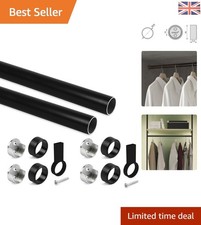 Versatile 1150mm Black Hanging Rail Kit in Aluminium and Zamak - Pack of 2