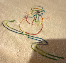 Embroidered Flannel ChristmasSnowman Holiday Pink Multicolor 41 x 56 piece