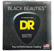DR Strings Black Beauties-Black Coated Bass Guitar Strings 45-105 BKB-45 NEW
