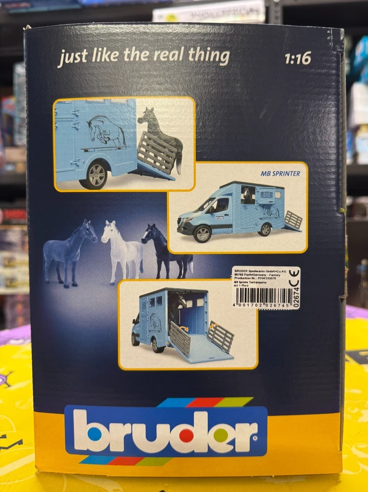 BRUDER 02674 - scala 1:16 - MB SPRINTER TRASPORTO ANIMALI CON 1 CAVALLO- NUOVO - Immagine 4 di 4