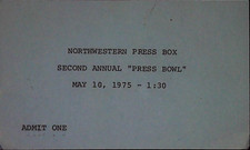Northwestern Second Annual Press Bowl Spring Football Game Ticket Stub 5/10/1975