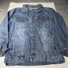 Vintage Rocawear Jean Jacket Mens XL Stone Washed Blue Denim Trucker Y2K Coat