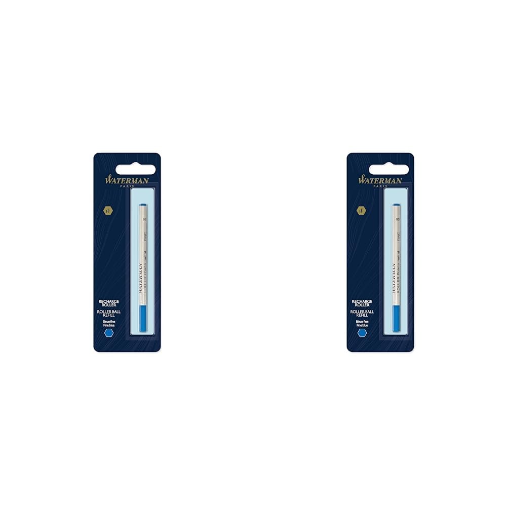 Waterman Rollerball Pen Refill   Fine Point   Blue Ink   1 Count (Pack of 2) Blu