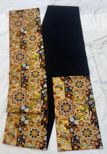 Japanese Vintage Kimono Fukuro Obi Silk Black Traditional Authentic 167 x 12 in