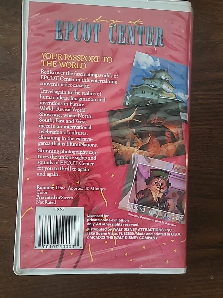Vintage A DAY AT EPCOT CENTER Walt Disney World Promo Video (VHS 1991 Clamshell) - Image 2 of 4