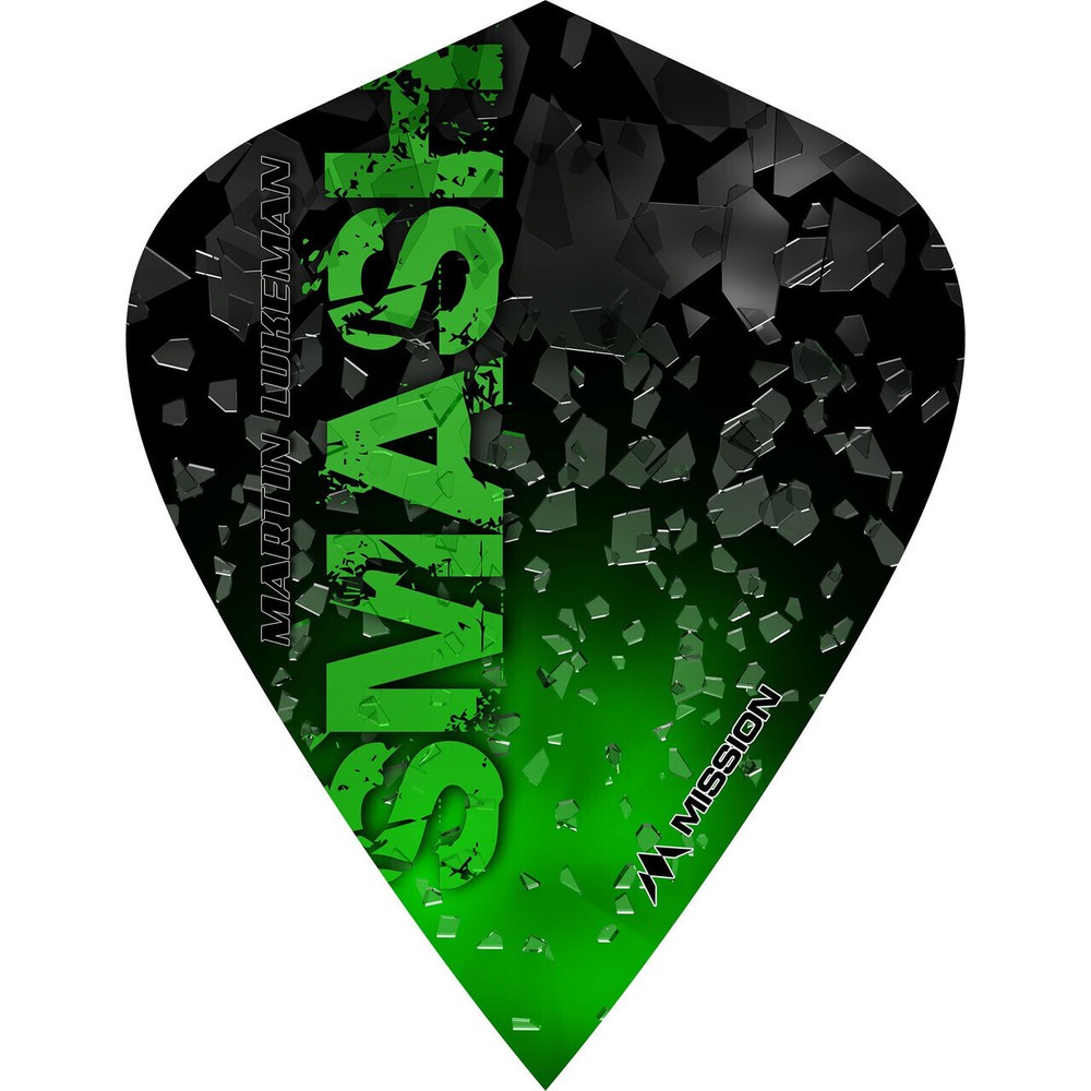 Mission - Martin Lukeman - Dart Flights - 75 Micron - Kite - Black & Green