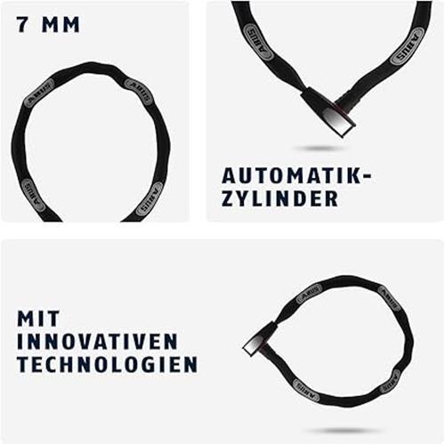 ABUS Kettenschloss Steel-O-Chain 8807K – Flexibles Fahrradschloss aus gehärtetem - Bild 5 von 12