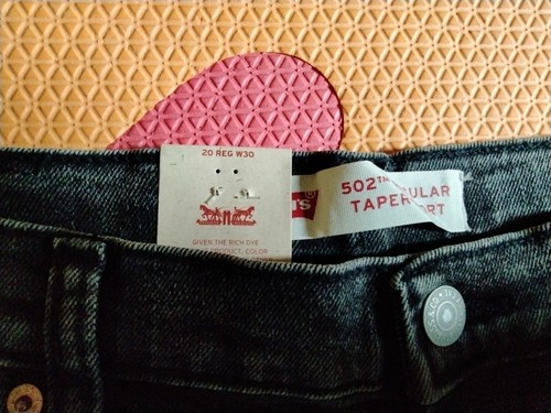Boy's Youth Levi's 502 Regular Taper Stretch Jean Denim Shorts BLACK - Picture 4 of 5