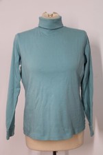 LL Bean S Blue Interlock Turtleneck Long Sleeve Top 188450