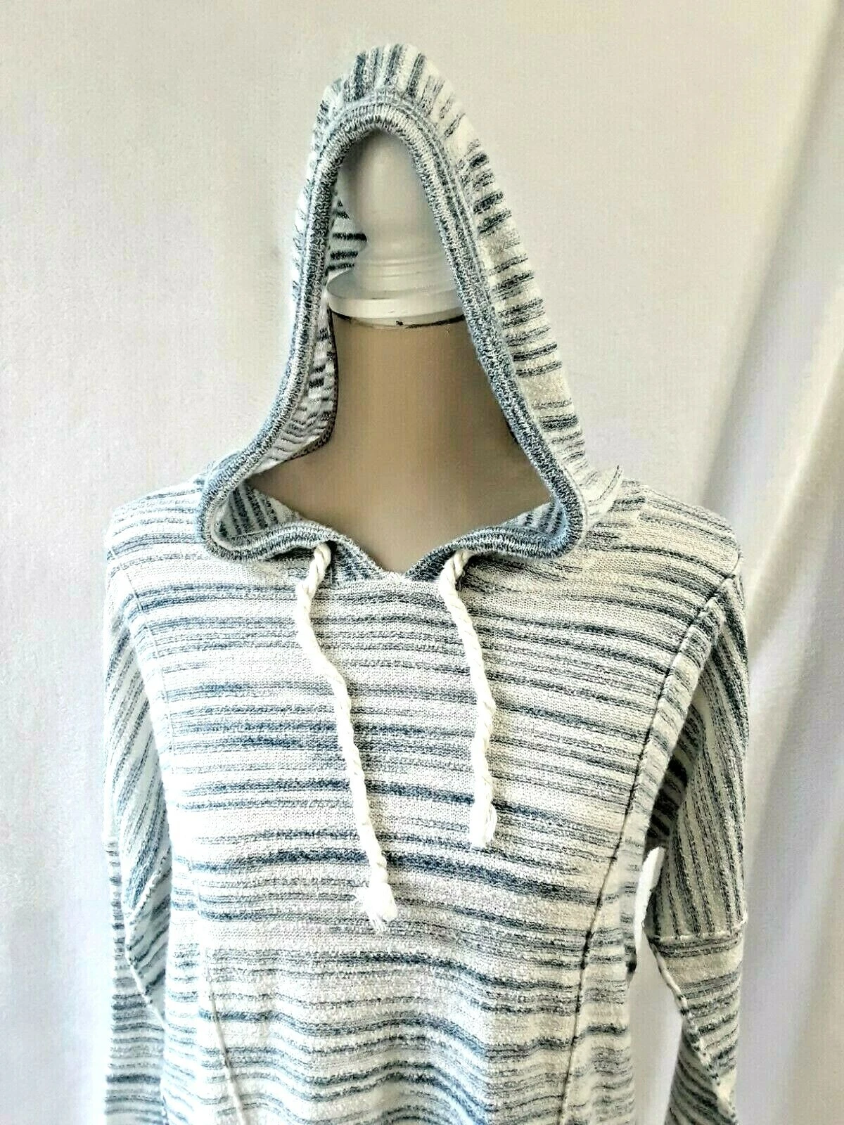 VETEMENTS Felpa con cappuccio donna marca Lucky taglia S leggera morbida bianca blu *W163