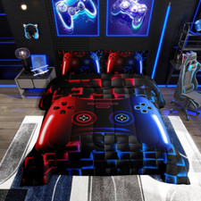 Gaming Bedding Sets for Boys,Twin Size Comforter Sets for Boys Girls Kids 3D Gam