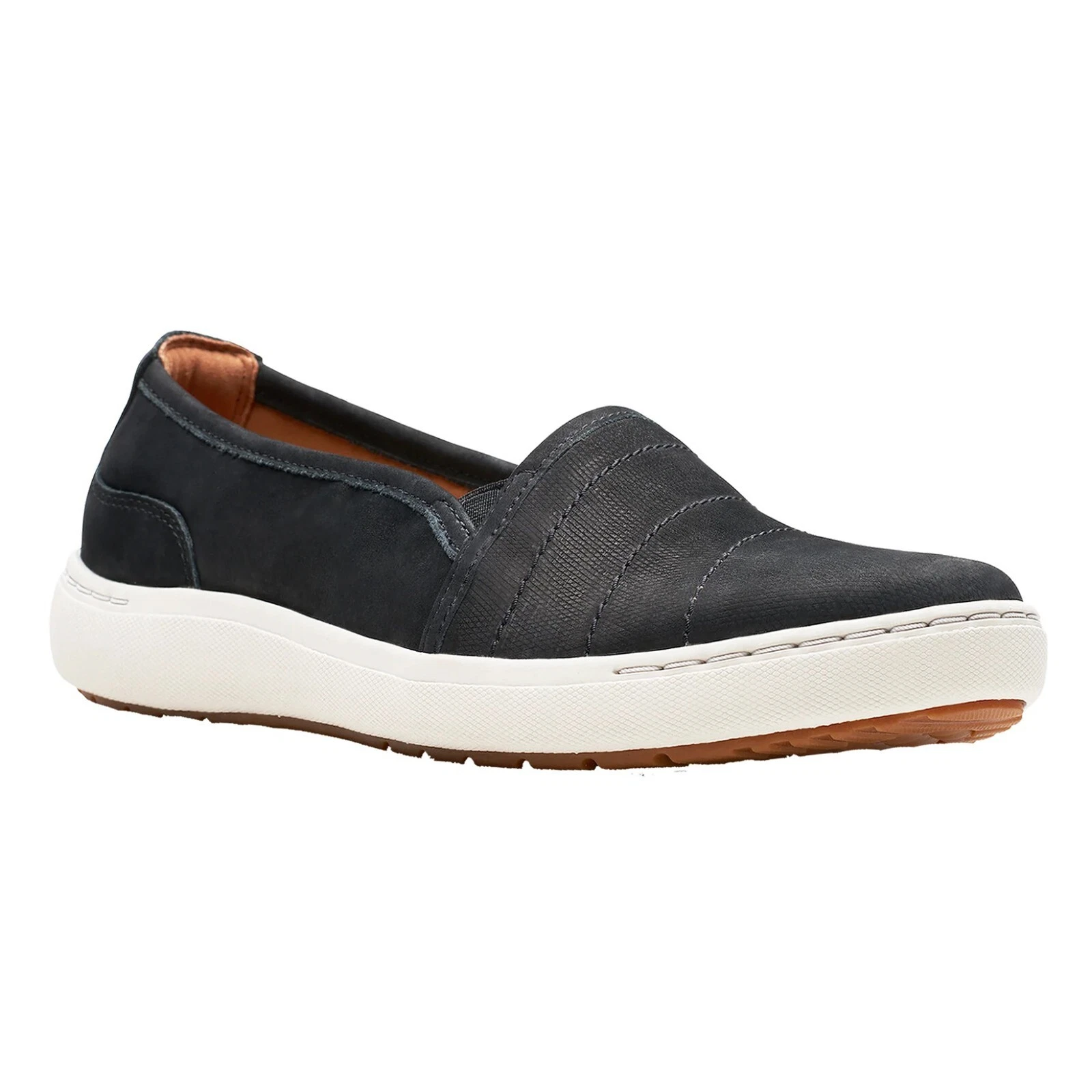 Mocassini slip on Clarks donna Nalle in pelle viola nero nabuk NUOVI