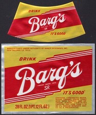 Vintage soda pop bottle label BARQS SR New Orleans LA unused new old stock nrmt