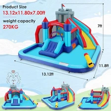 ✅10-IN-1 Inflatable Bounce House Big Water Slide Bounce Park with Jumping Area✅
