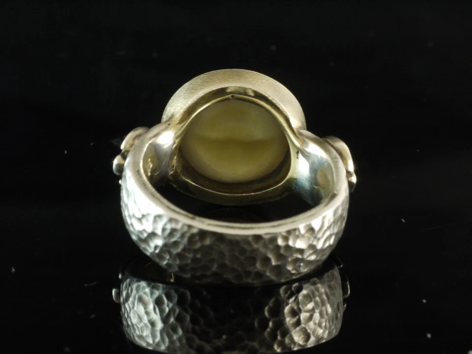 925 Sterlingsilber Ring mit hellgrauer Mabe Perle vergoldete Fassung Gr 55 - Bild 4 von 4