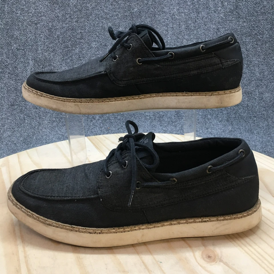 Stacy Adams Shoes Mens 10.5 M Tailwind Boat Black Faux Leather Casual Denim Low - Image 2 of 4