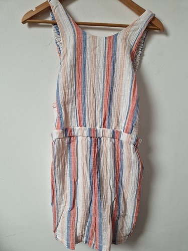 New Look Shorts Playsuit Striped Size 12 Pastel Pink Blue