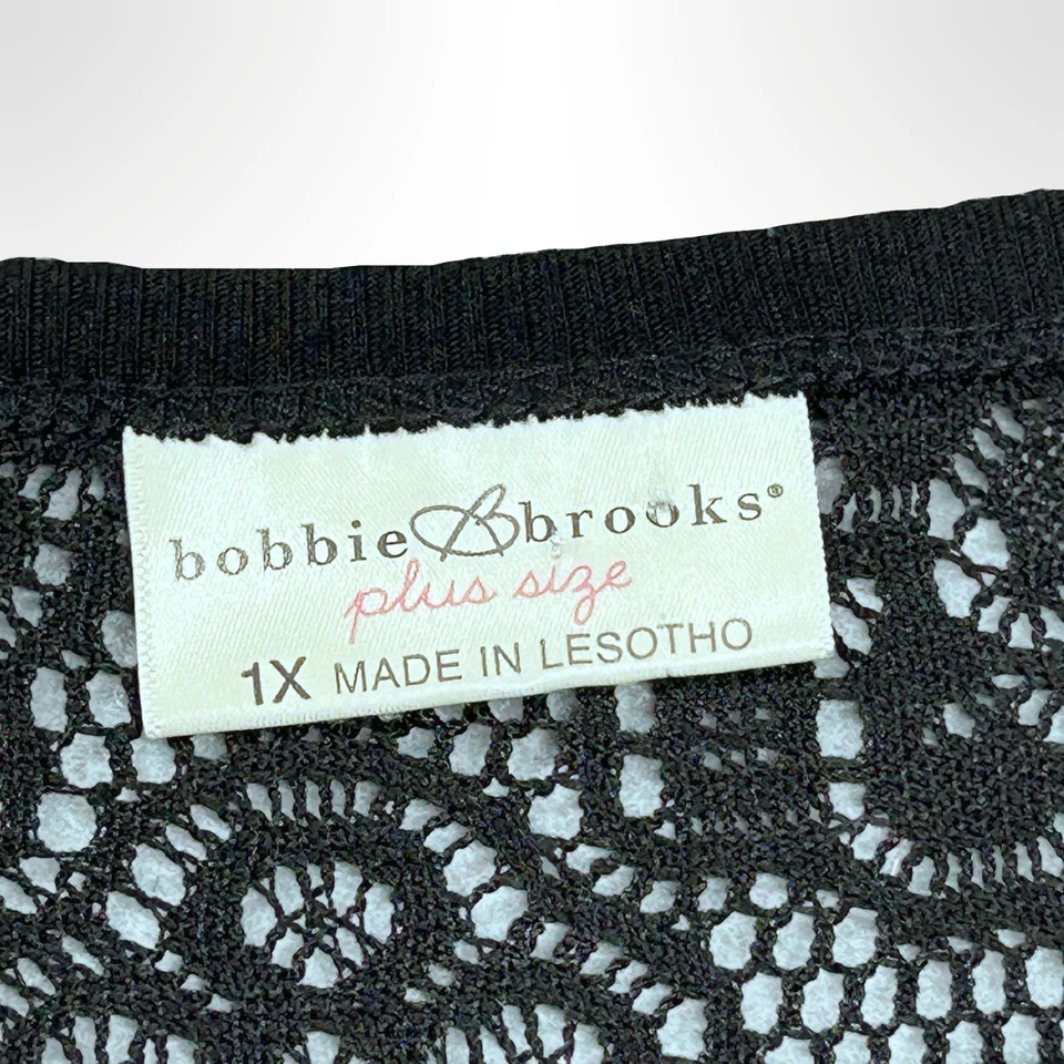 Bobbie Brooks Sweater Women Size 1X Black White Animal Print Lacy Back Accent - Image 3 of 4