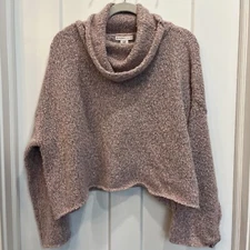 Sincerely Jules Pink Cowl Neck Cropped Sweater Raglan Sleeve Size Medium