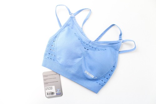 Soutien-gorge femme GYM SHARK Energy+ XS bleu sport vêtements de sport bretelles extensibles logo