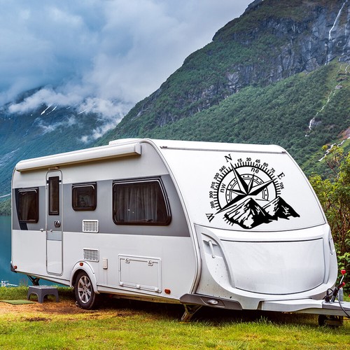 2x Aufkleber Kompass Windrose 60 x 50 cm Camper Wohnmobil Dekor Auto Sticker DE_ - Bild 11 von 19