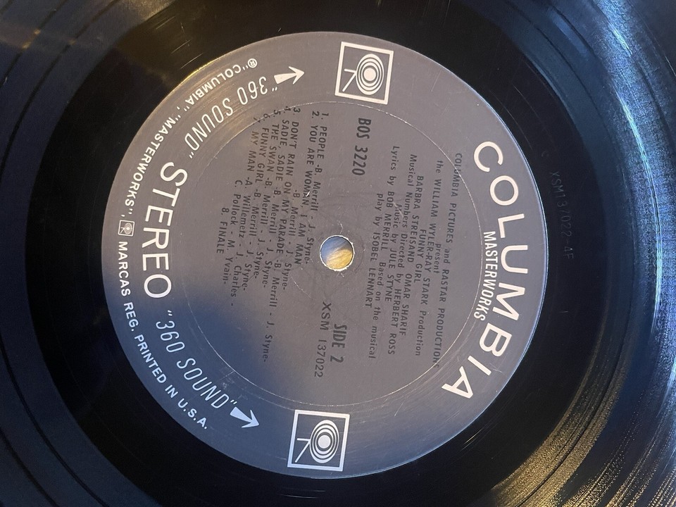 Funny Girl Soundtrack (1968) Columbia BOS 3220 LP Streisand Sharif