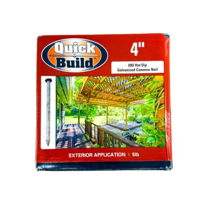 Quick Build 20HGCM5LB Hot Dip Galvanized Common Nails 20d 4 in - 5 lb Pack