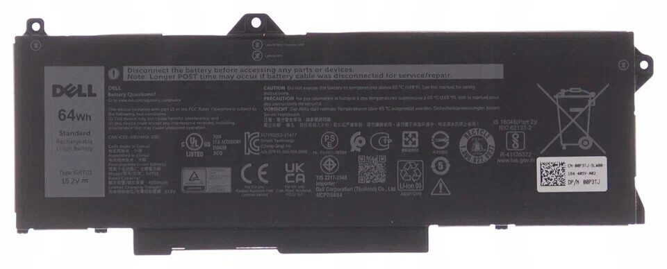 Batteria BLESYS GRT01 Per Notebook Dell Latitude E Precision - 64Wh 15.2V, Compatibile Con Modelli 5431, 5521, 3470, 3561 Ecc.
