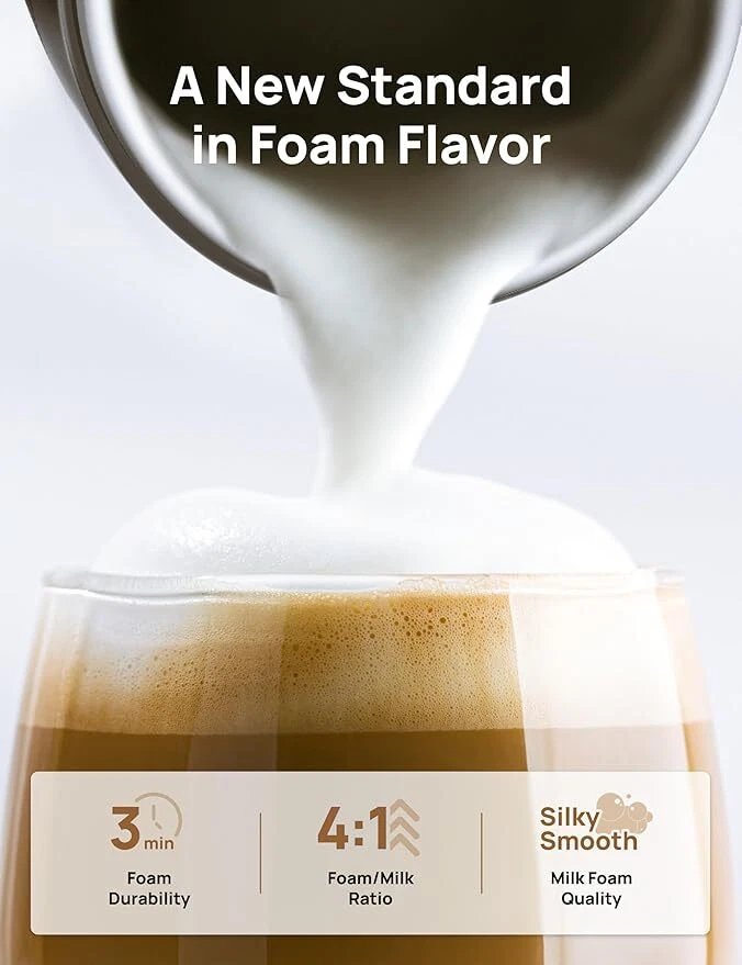 Milk Frother, 4-in-1 Electric Frother for Coffee, Hot and Cold Foam Maker