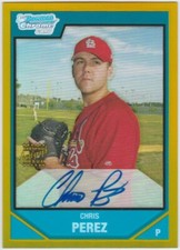 2007 Bowman Chrome Prospects 1st BC224 Chris Perez Auto Gold Refractor /50