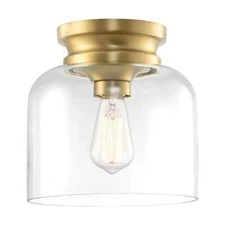 Kira Home Luxe 9" Modern Flush Mount Ceiling Light + Jar Shape Glass Shade, Warm