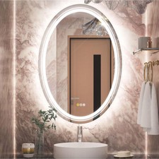 Oval Double Lighting LED Bathroom Mirror Wall Anti-fog Vanity Mirror with Touch
