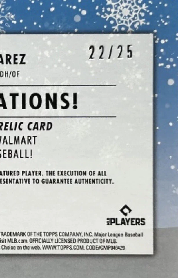 (#22/25) 2021 Topps holiday Yordan Alvarez patch Snowman #WRC-YA Houston Astros - Image 3 of 3