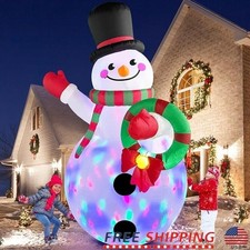Giant 8FT Inflatable Snowman Outdoor Christmas Decoration W/ Rotating LED Lights