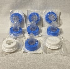 7 Enfamil Standard Flow Soft Nipples and 2 Ameda Breast Pump Bottle Tops