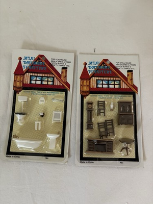 #ad Dollhouse Mini Furniture Plastic Sets Dining Room Bathroom NEW Set Of 2 $14.95