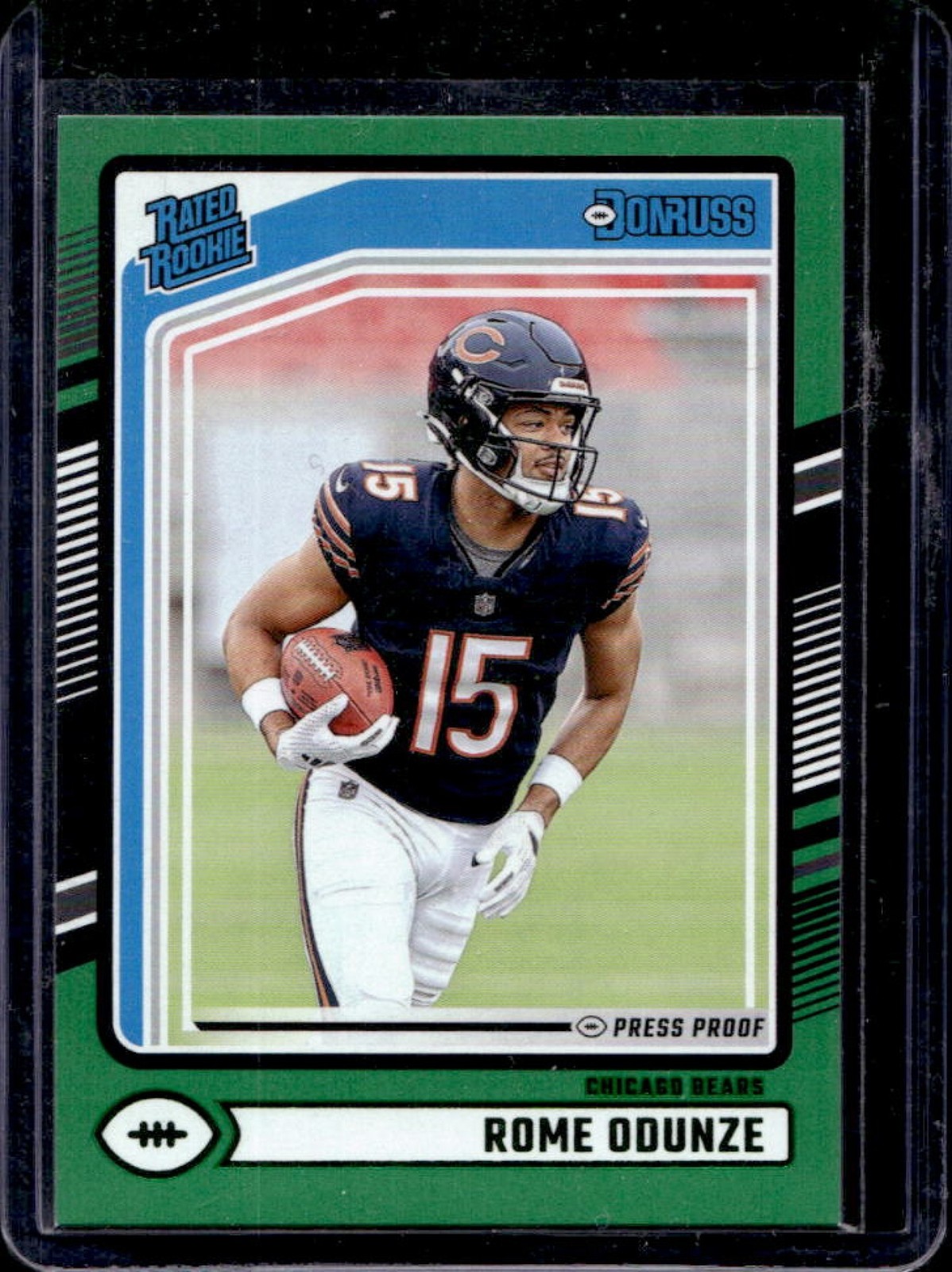 2024 Donruss Rome Odunze Press Proof Green Rated Rookie #309 Bears