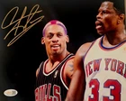 Dennis Rodman Signed METALLIC Photo 8x10  NWO Bulls Worm Autograph HOF JSA HOGAN
