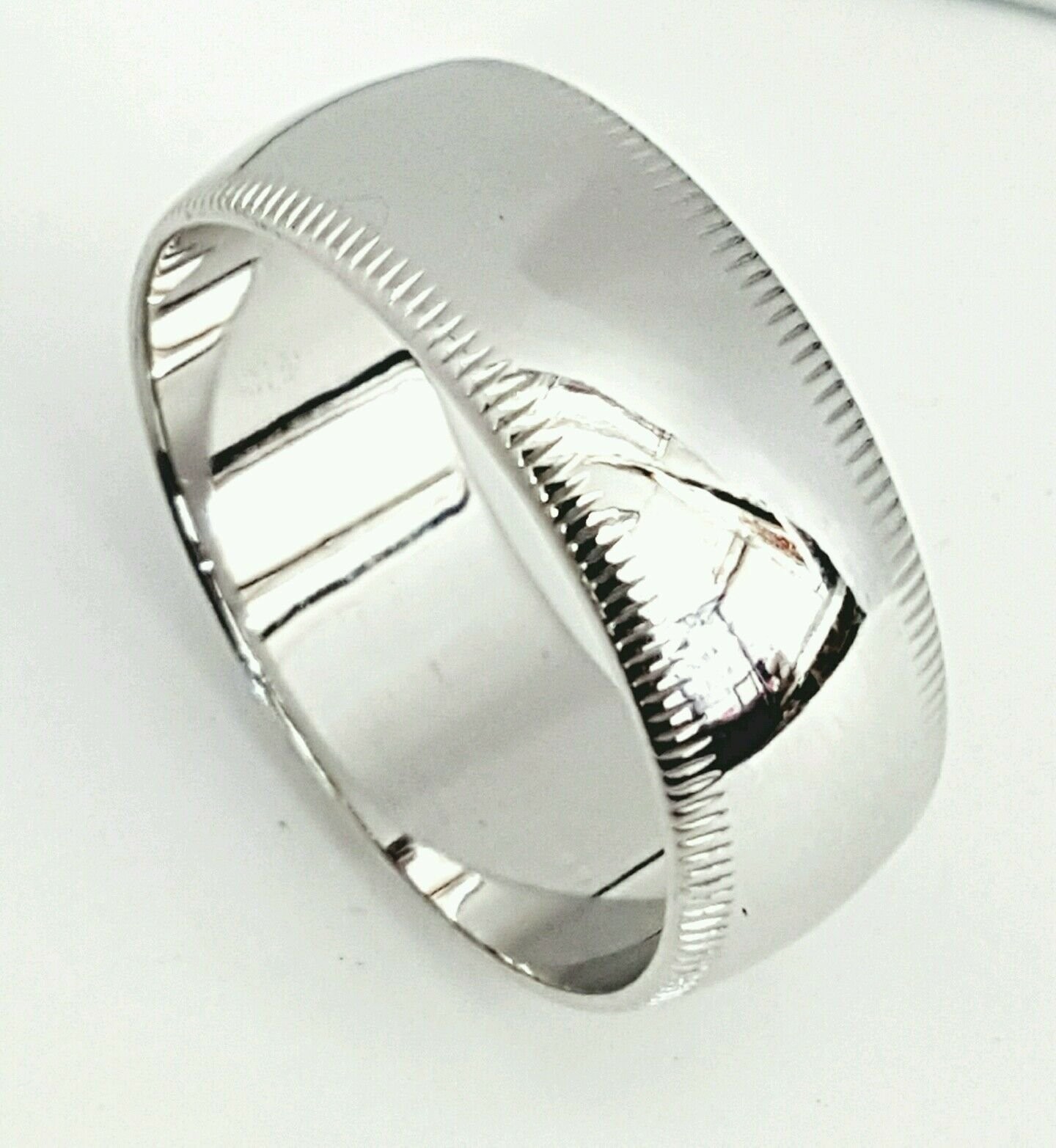 Men's Womens Solid 14K White Gold Milgrain Wedding Ring Band jewelry 8MM Size 13