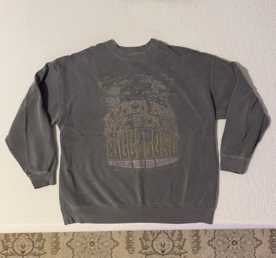 *De colección Billabong Desteñido Cuello Redondo Mujer’s Sudadera Gris XL Recortado Gris Foto 3 de 4