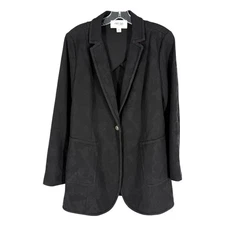 Per Se by Carlisle Blazer Womens Size 12 Black Subtle Pattern Texture Classic