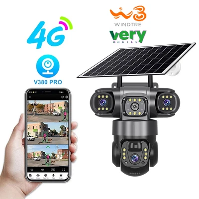 4G V380 Pro Telecamera di sorveglianza solare  4G CON SCHEDA SIM 3 obiettivi - Immagine 1 di 4