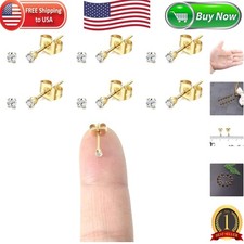 Lightweight Hypoallergenic 14K Gold Tiny CZ Stud Earrings Set of 6 for All
