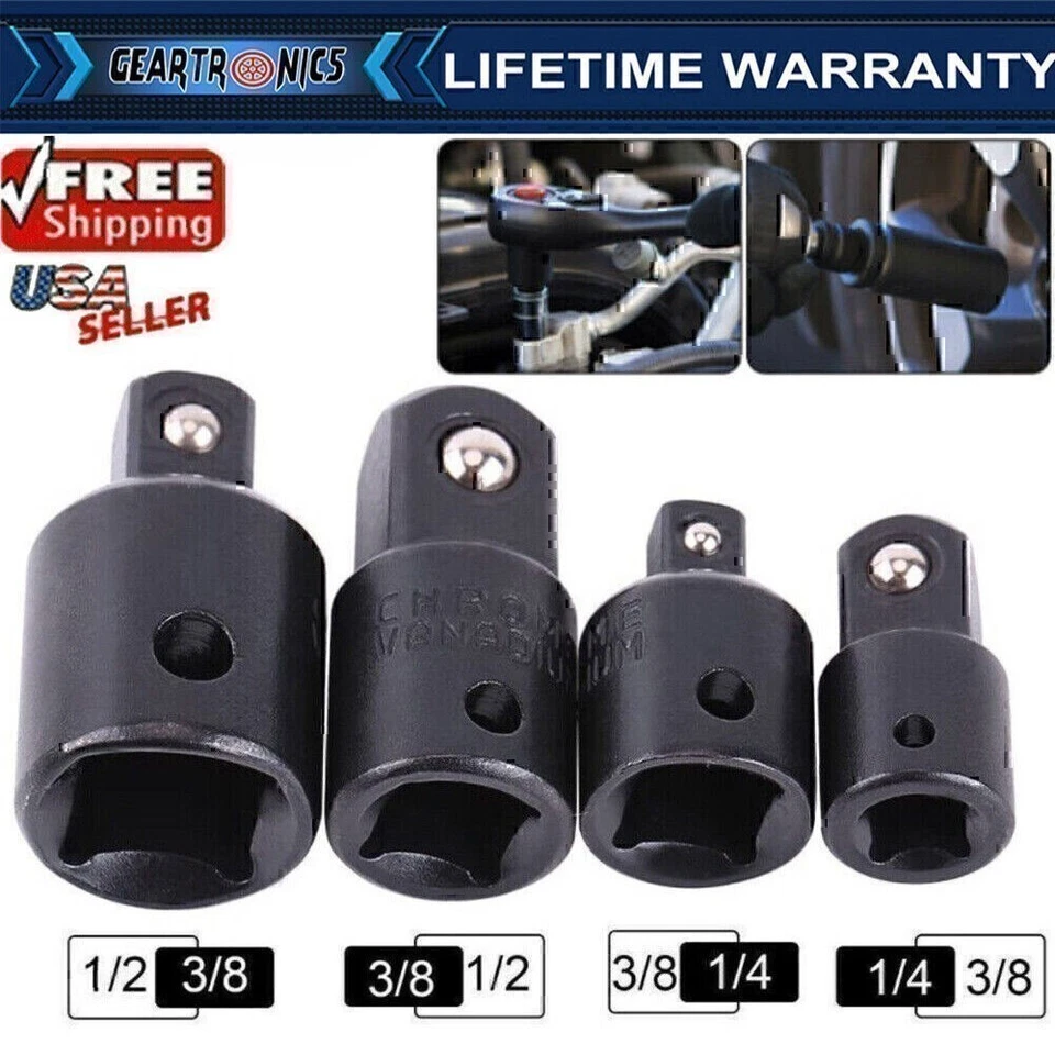 4PCS 3/8" to 1/4" 1/2 inch Drive Ratchet SOCKET ADAPTER REDUCER Air Impact KITS - Image 2 of 4