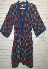 Vtg Pierre Cardin Robe Checkered Cotton Plush Terry Thick One Size Geometric