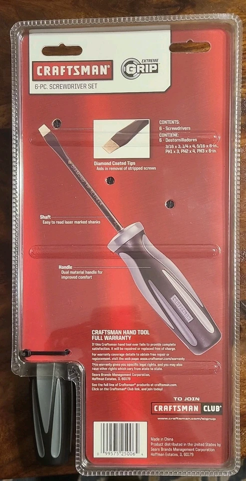 Craftsman Extreme Grip 6 Piece Diamond Tip Screwdriver Set - Image 2 of 4