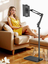 Tablet Floor Stand with Double Heavy Duty Stable Base Never Tip Over, Adjustable
