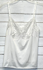 Vintage Shadowline Cami Tank Top Size 36 Nylon Lace Trim Camisole