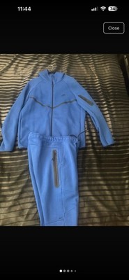 Nike Blue 2-Piece Full Zip Fleece Tracksuit Set L Jacket + Tapered Pants