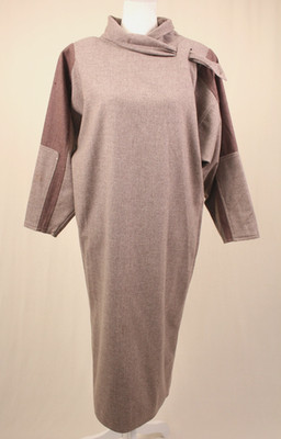 VTG Enrico Coveri Women's 80s Beige & Brown Boxy Wool Sweater Dress S/M 1980s
